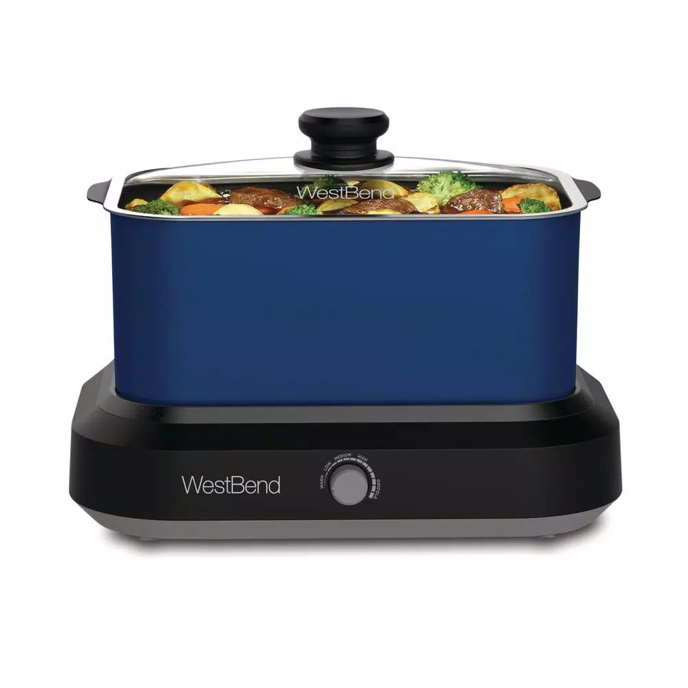 Promo β¨ West Bend 6 Qt. Blue Non-Stick Versatility Slow Cooker With 5-Temperature Settings Includes Travel Lid And Thermal Tote π - Image 3