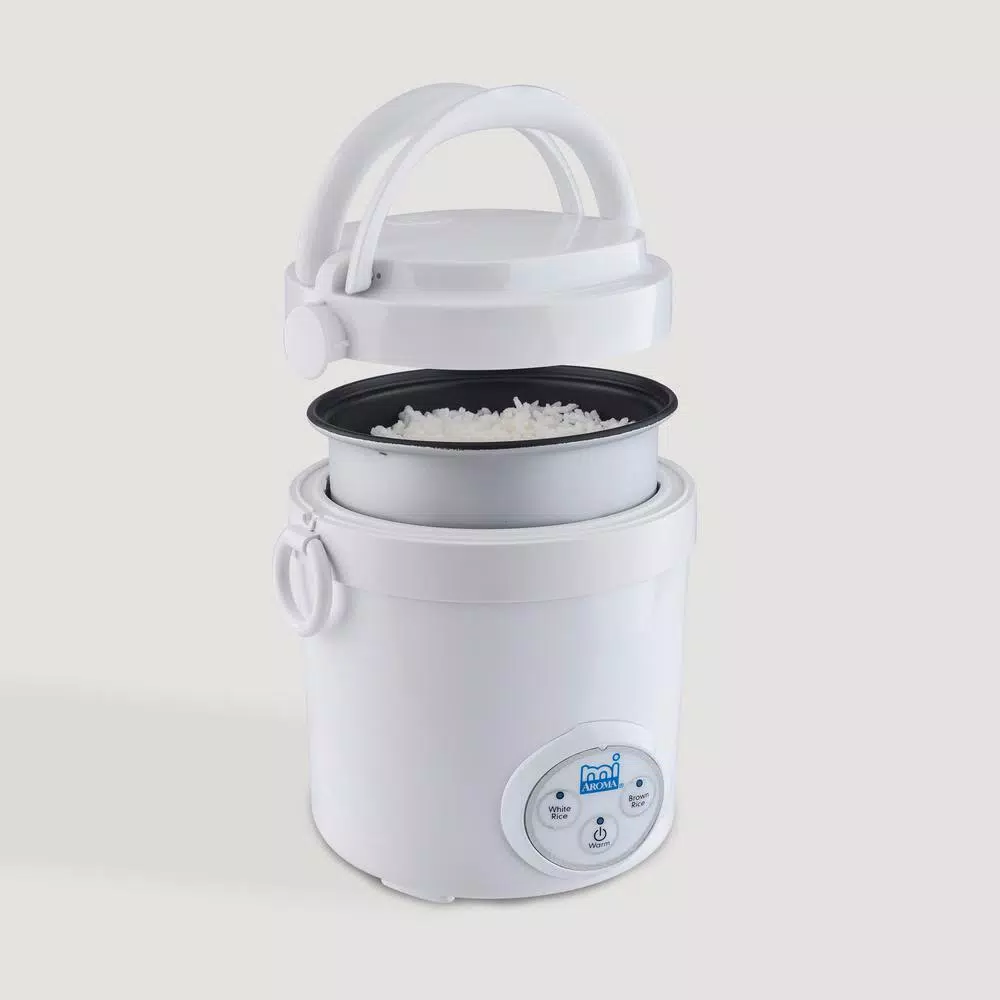 Best Pirce π AROMA 3-Cup White Mini Rice Cooker With Non-Stick Cooking Pot β€οΈ - Image 6
