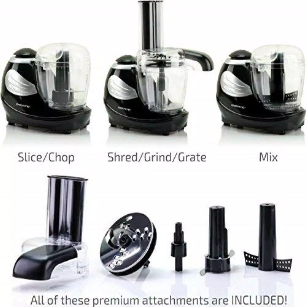 New β€οΈ Ovente 1.5-Cup Single Speed Black Mini Food Processor Chopping Blade, Mixer, Shredding/Slicing Disc π - Image 2