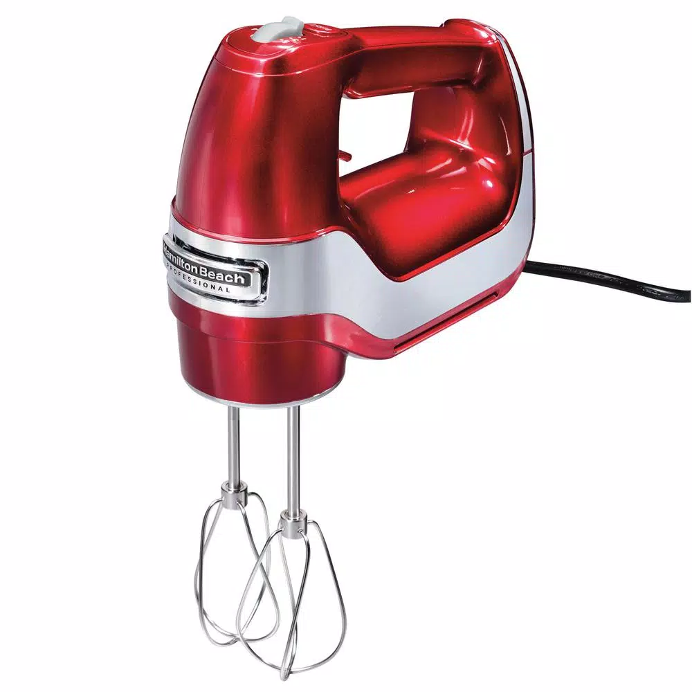 Best Pirce 𧨠Hamilton Beach 5-Speed Red And Chrome Hand Mixer With Stainless Steel Twisted Wire Beaters, Whisk, Dough Hooks And Snap-On Storage Case π