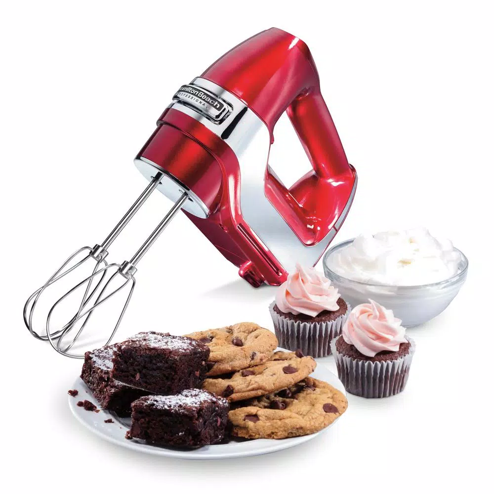 Best Pirce 𧨠Hamilton Beach 5-Speed Red And Chrome Hand Mixer With Stainless Steel Twisted Wire Beaters, Whisk, Dough Hooks And Snap-On Storage Case π - Image 8