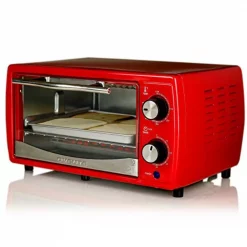 Buy 😍 Ovente 700-Watt 4-Slice Red Electric Toaster Oven With Timer Knob And Tempered Glass Door Cool-Touch Handle, Includes LED Light ⌛