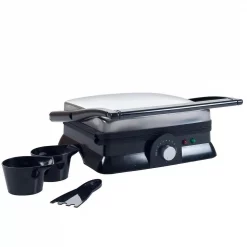 New 🎉 Chef Buddy 1400 W Silver Non-Stick Panini Press 👍