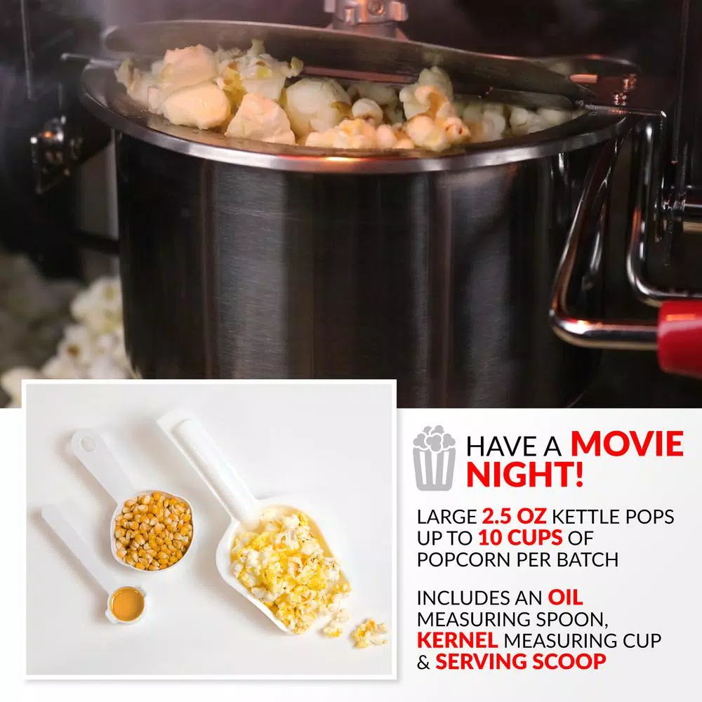 Outlet โ Nostalgia 380 W 2.5 Oz. Red Hot Air Popcorn Cart With Easy Mobility ๐ - Image 3