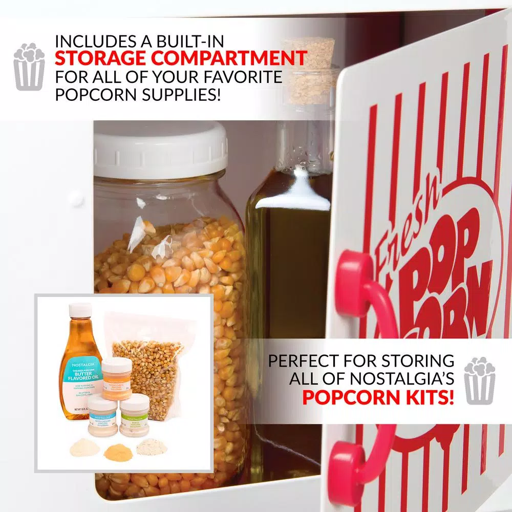 Outlet โ Nostalgia 380 W 2.5 Oz. Red Hot Air Popcorn Cart With Easy Mobility ๐ - Image 4