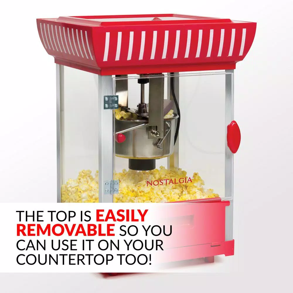 Outlet โ Nostalgia 380 W 2.5 Oz. Red Hot Air Popcorn Cart With Easy Mobility ๐ - Image 5