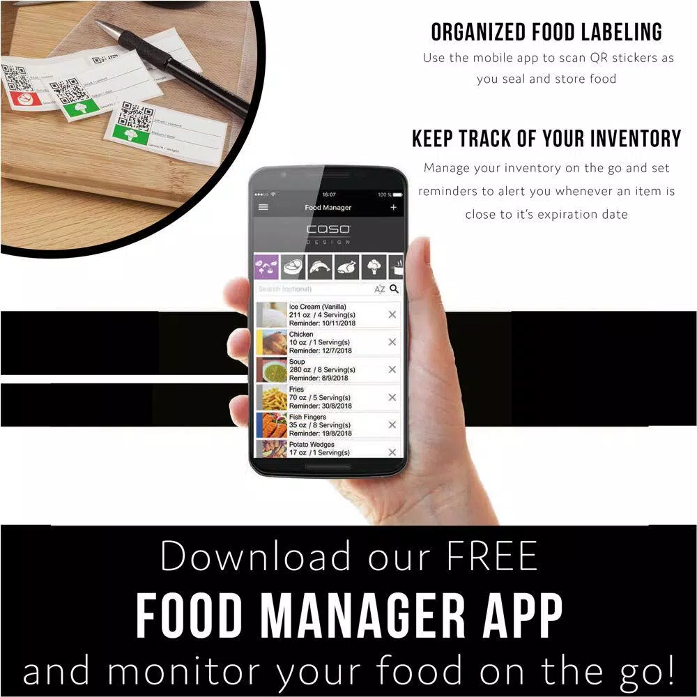 Wholesale π CASO VC 300 Black And Silver Food Vacuum Sealer With Food Management App And Vacuum Bag Set β€οΈ - Image 5