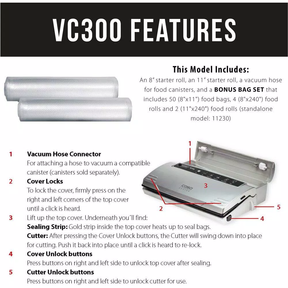 Wholesale π CASO VC 300 Black And Silver Food Vacuum Sealer With Food Management App And Vacuum Bag Set β€οΈ - Image 6
