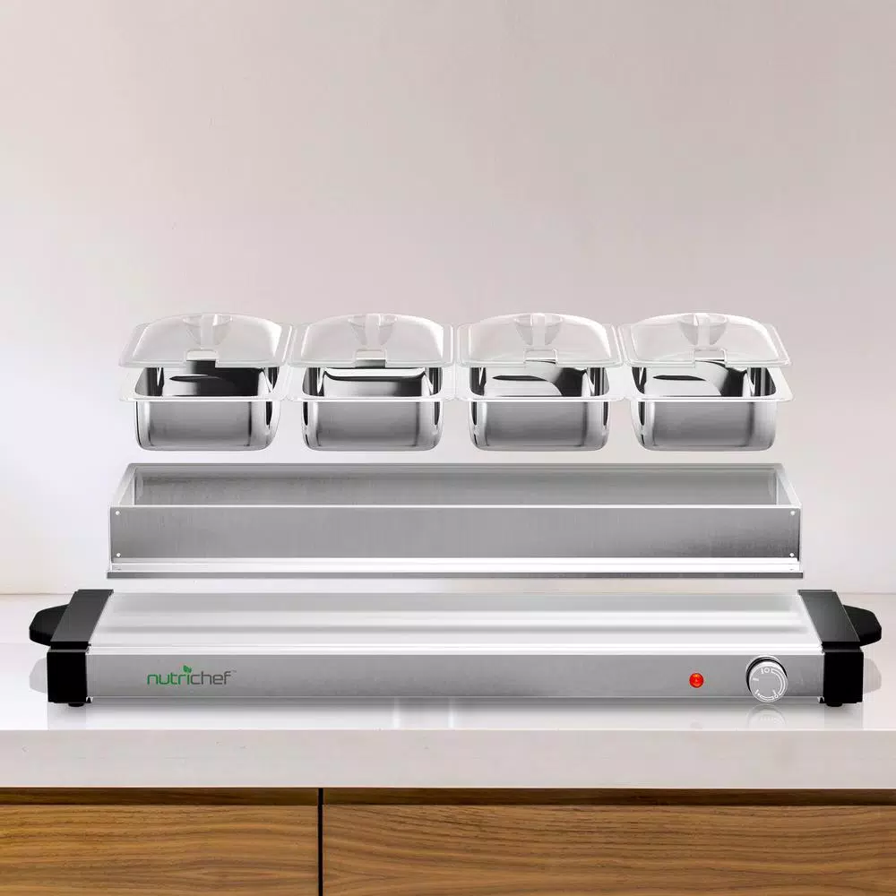 Top 10 π₯ NutriChef Single Burner 8.5 In. Stainless Steel Electric Food Warming Tray Buffet Server Hot Plate (4-Plate Tray Style) π - Image 4