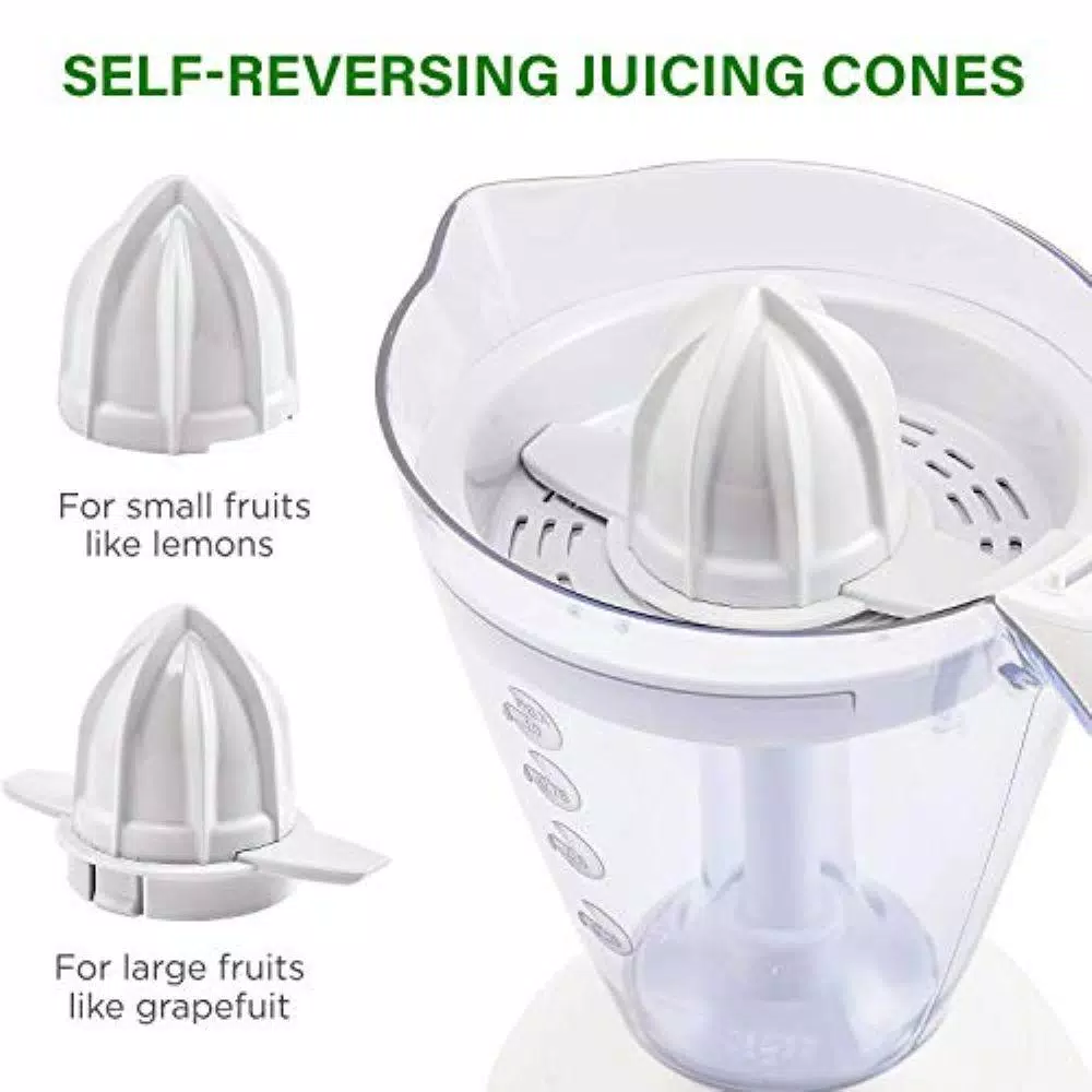 Best Pirce π Ovente 25-Watts 34 Oz. Capacity White Electric Citrus Juicer 2 Auto-Reversing Cones Pressure β¨ - Image 2