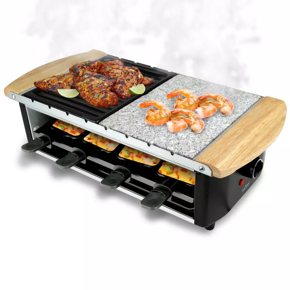 Coupon β¨ NutriChef 5.8 Sq In. Black Raclette Grill, 2-Tier Party Cooktop, Stone Plate And Metal Grills π - Image 5