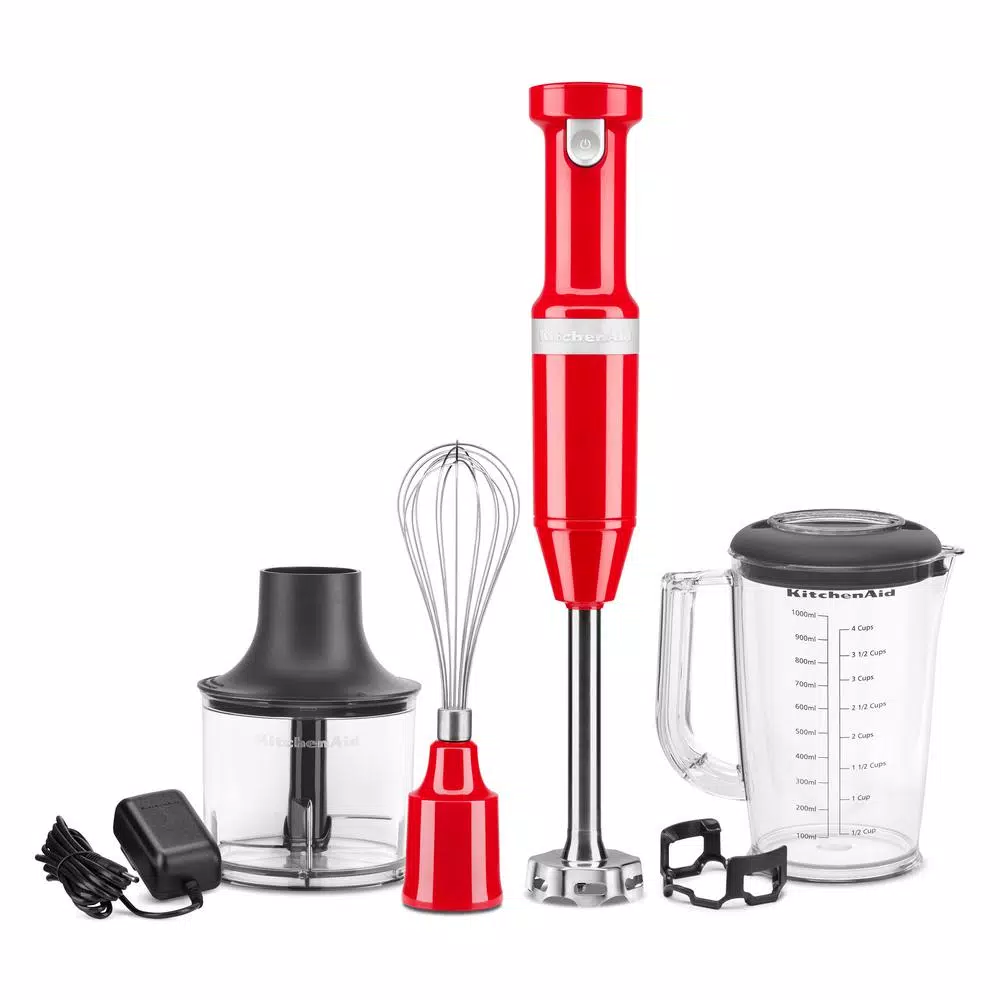 Promo π₯° KitchenAid Cordless Variable Speed Passion Red Hand Blender With Chopper And Whisk Attachment β¨ - Image 3