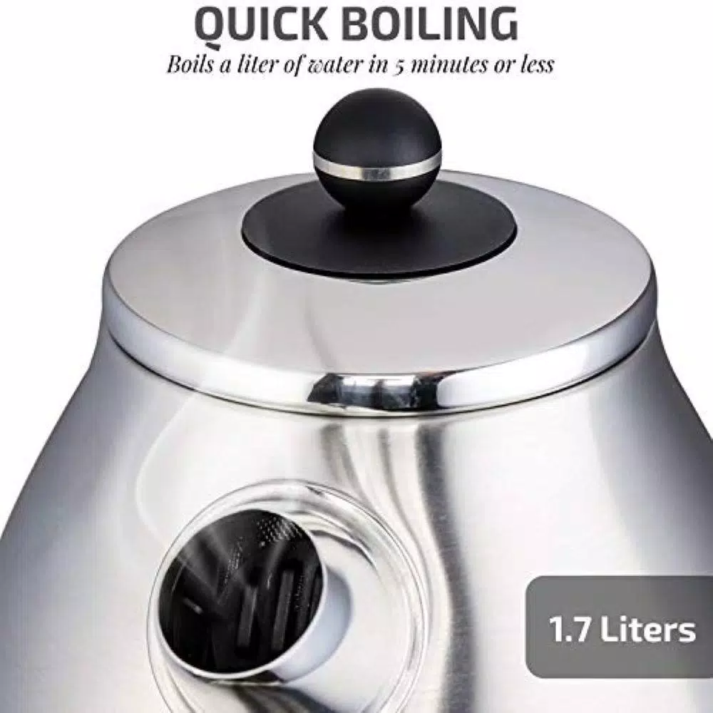 Cheap π Ovente 7.2-Cup Silver Stainless Steel Electric Kettle With Removable Filter, Boil Dry Protection And Auto Shut Off Features π - Image 2