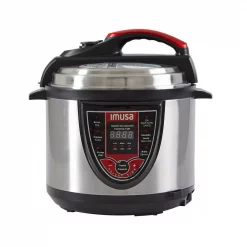 Hot Sale 🔥 IMUSA 5 Qt. Silver And Red Electric Pressure Cooker With Locking Lid 🧨