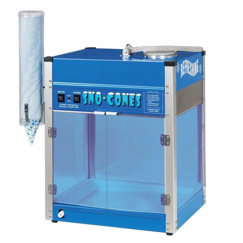 Hot Sale ๐ Paragon Blizzard 8000 Oz. Blue Stainless Steel Countertop Snow Cone Machine ๐งจ