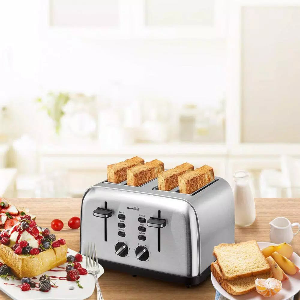 Best reviews of π Boyel Living 1500 W 4-Slice Silver Wide Slot Toaster With Dual Control Panels π - Image 2