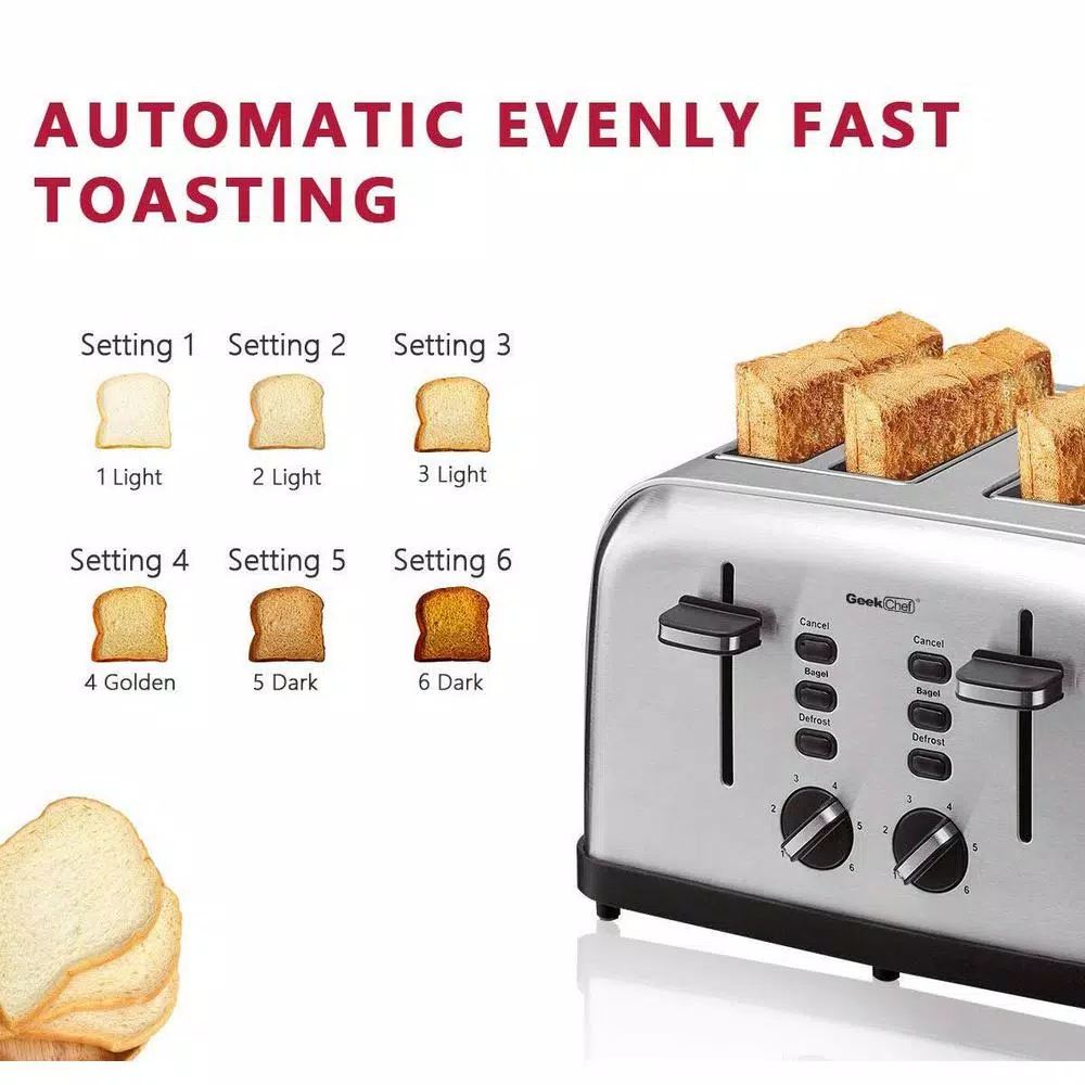 Best reviews of π Boyel Living 1500 W 4-Slice Silver Wide Slot Toaster With Dual Control Panels π - Image 7