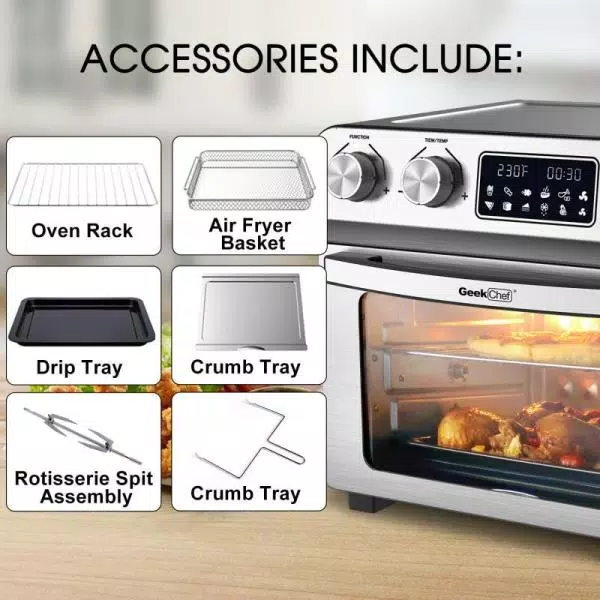 Outlet π Boyel Living 24 Qt. Silver Stainless Steel Electronic Convection Air Fryer Toaster Oven With Accessories & Recipes Included π - Image 4