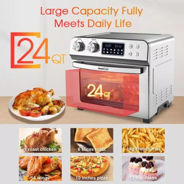 Outlet π Boyel Living 24 Qt. Silver Stainless Steel Electronic Convection Air Fryer Toaster Oven With Accessories & Recipes Included π - Image 8