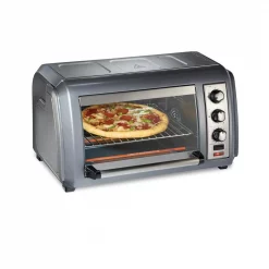 Best Pirce 😉 Hamilton Beach Easy Reach 1500-Watts 6-Slice Grey Toaster Oven With Roll-Top Door 💯