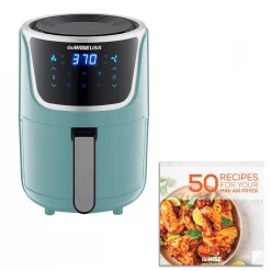 Flash Sale 🛒 GoWISE USA 1. 7- Qt. , 2.0 Qt. Max Mint/Silver Electric Mini Air Fryer With Digital Touchscreen + Recipe Book 🌟