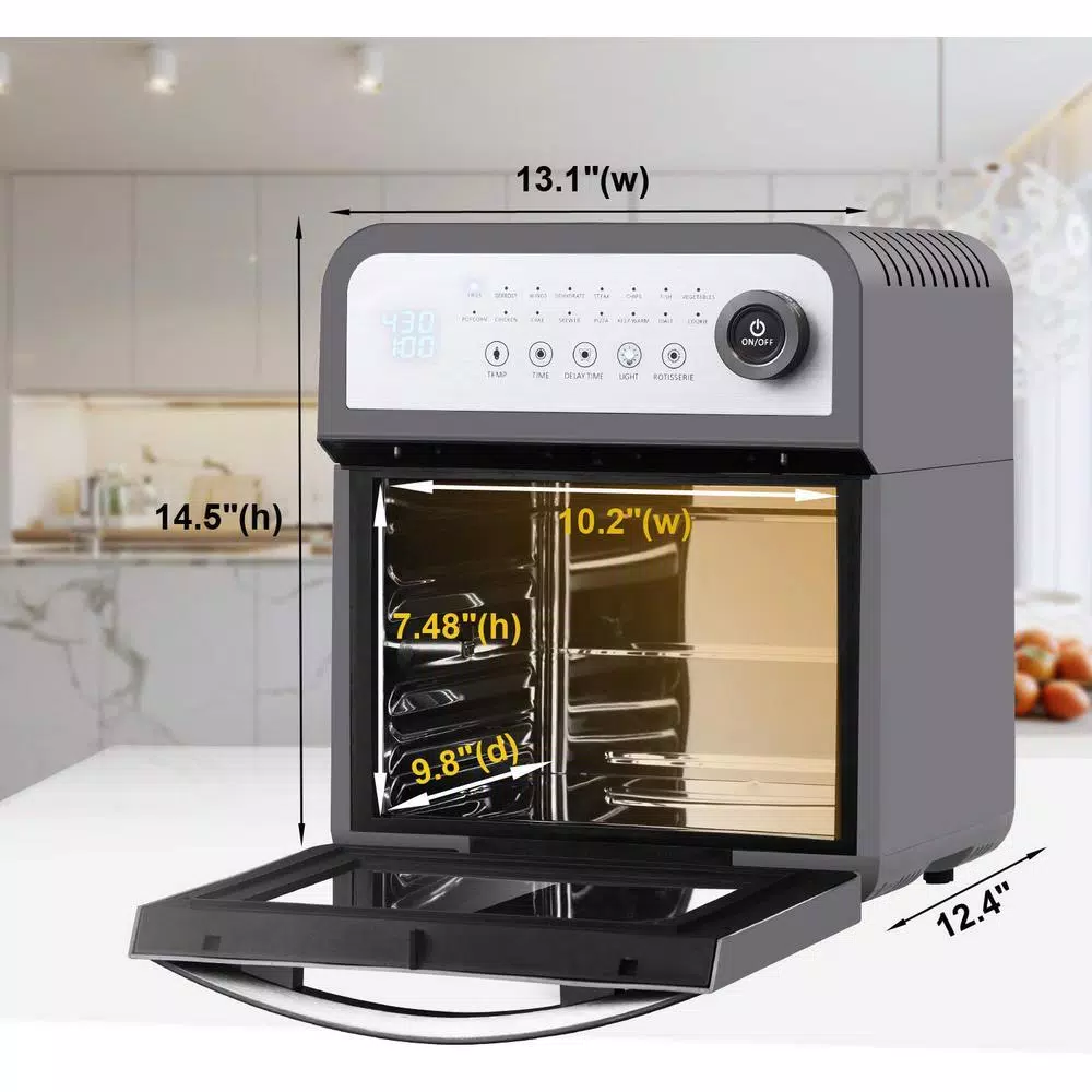 Hot Sale β€οΈ Boyel Living 13 Qt. Gray Stainless Steel Air Fryer Oven With Rotisserie And Dehydrator, 8 Cooking Accessories Kits π― - Image 3