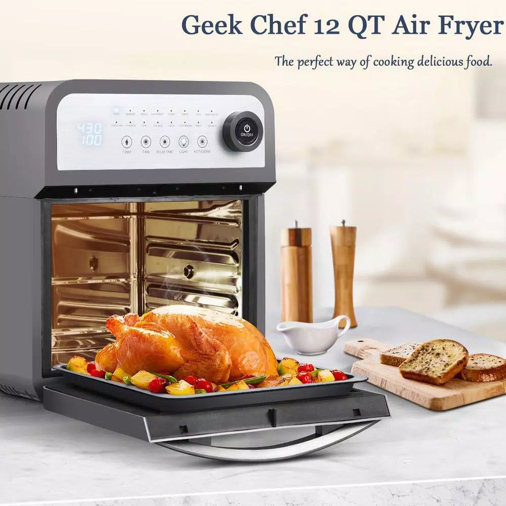 Hot Sale β€οΈ Boyel Living 13 Qt. Gray Stainless Steel Air Fryer Oven With Rotisserie And Dehydrator, 8 Cooking Accessories Kits π― - Image 4