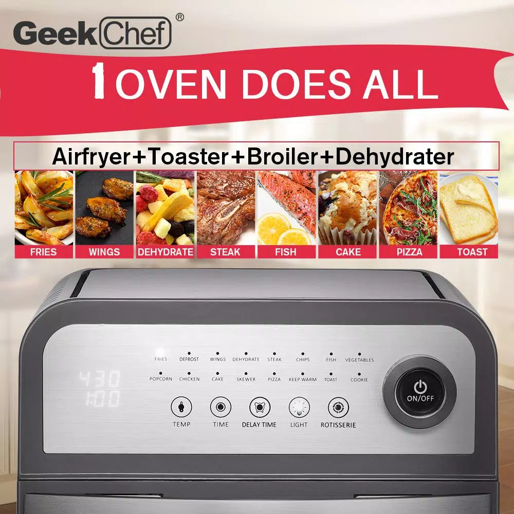 Hot Sale β€οΈ Boyel Living 13 Qt. Gray Stainless Steel Air Fryer Oven With Rotisserie And Dehydrator, 8 Cooking Accessories Kits π― - Image 7