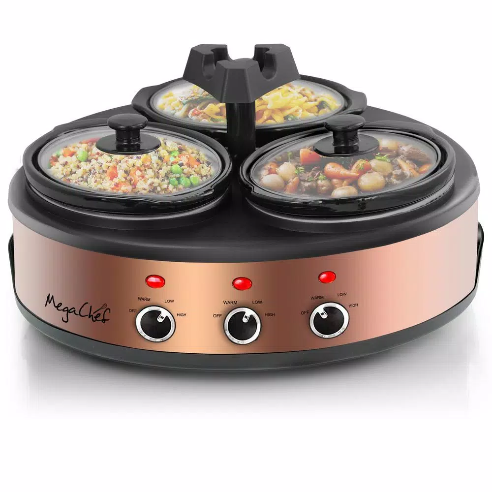 Coupon π MegaChef Triple 4.5 Qt. Copper Slow Cooker With Glass Lids π - Image 2