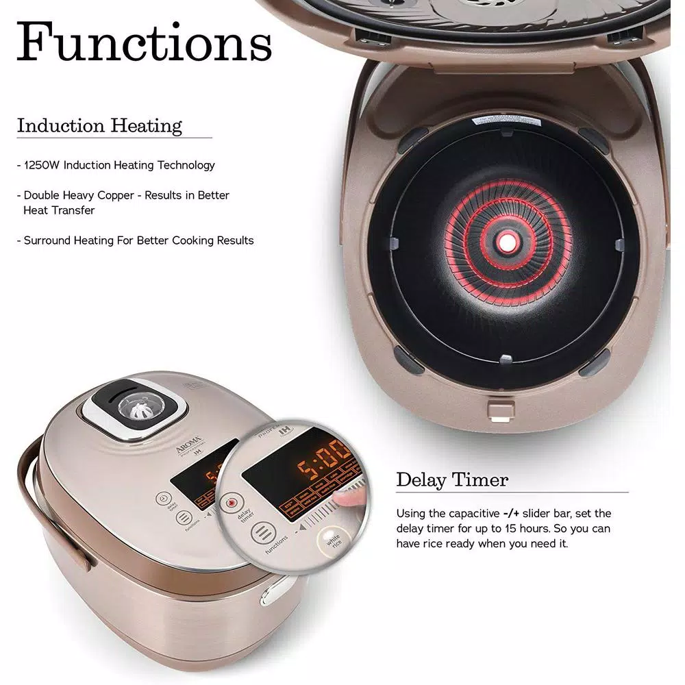 Deals π AROMA 5 Qt. Champagne Electric Multi-Cooker With Ceramic Pot π - Image 5