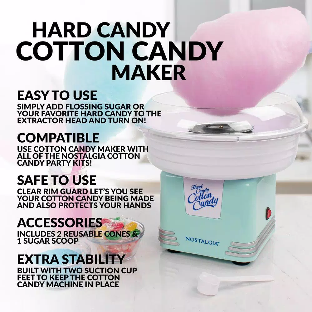 Best Pirce π₯° Nostalgia Retro Aqua Hard And Sugar Free Cotton π¬ Candy Maker With Cotton π¬ Candy Cones π - Image 2